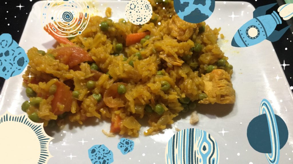 Riz de konjac au poulet carotte (et petits pois pour la conso)