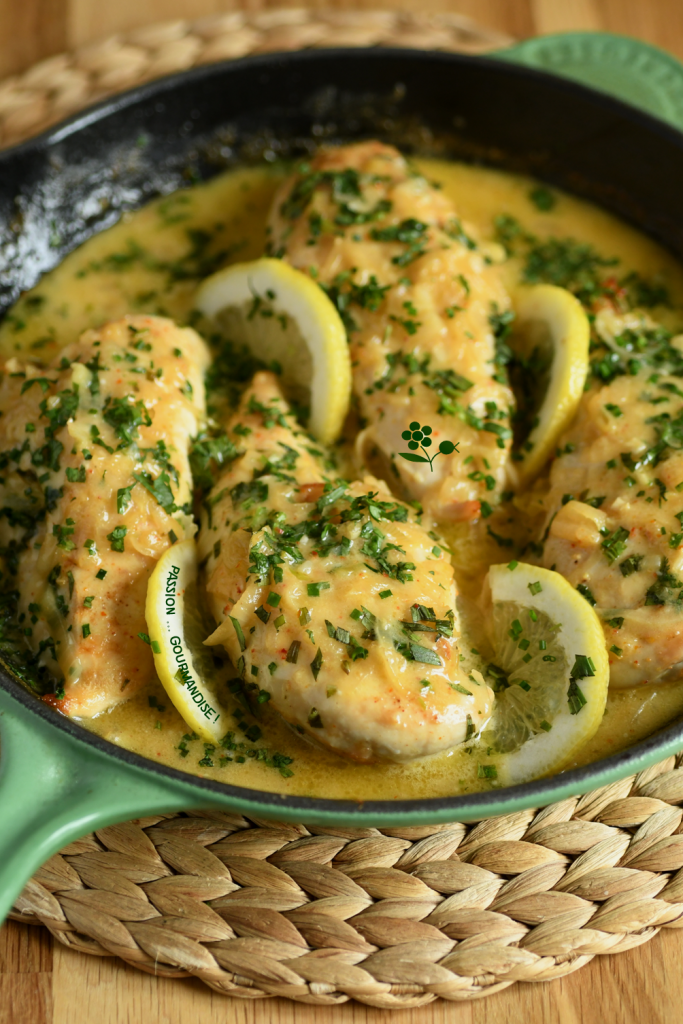 Poulet, citron, crème et fines herbes