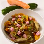 Tagliatelles de légumes et dés de jambon