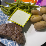 Bavette au roquefort, pommes de terre & haricots